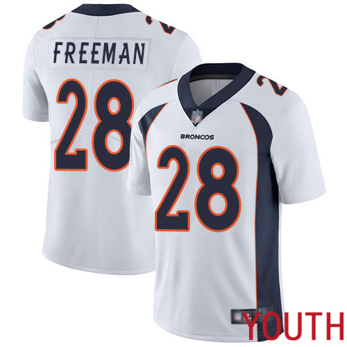 Youth Denver Broncos #28 Royce Freeman White Vapor Untouchable Limited Player Football NFL Jersey